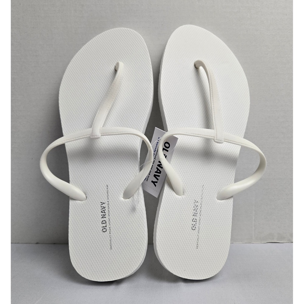 Old Navy Womens White Flip Flop Sandals Size 8 460216-01-1 Summer Beach Shoes
